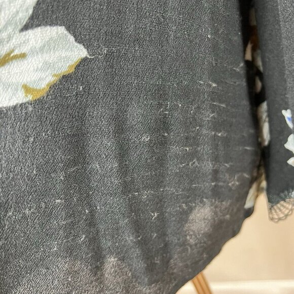 Free People Wanderer Mini Dress Gray Floral Cutout Long Bell Sleeve Lace Size XS - Picture 10 of 16